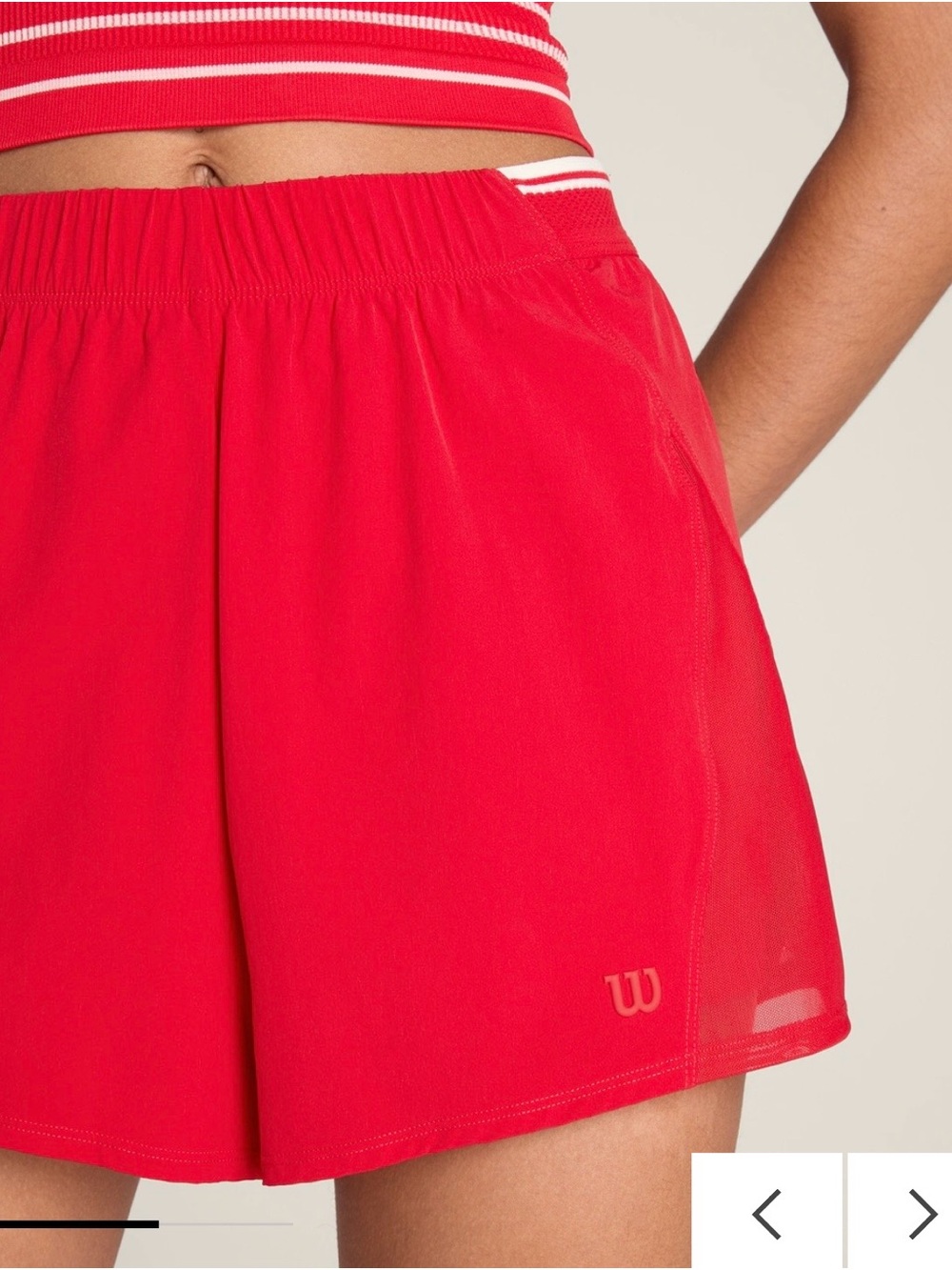 Wilson Advantage Shorts Red Lightweight Elastic-Waist Women's Shortsw - Picture 4 of 7